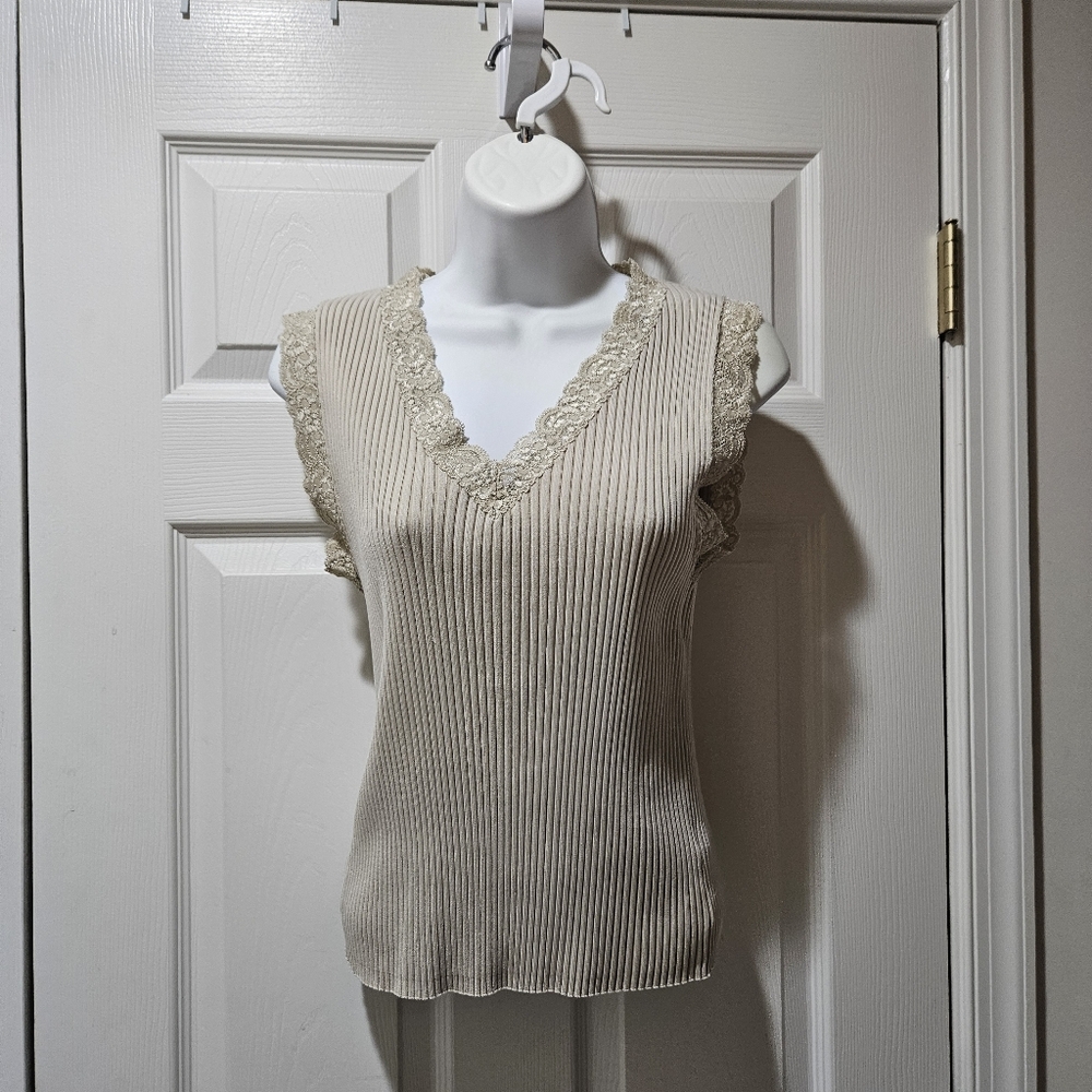 Josephine Chaus Knit Top with Lace Detail